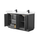 Strada 60" Free Standing Double Basin Vanity Set with Cabinet and Cultured Marble Vanity Top - image 8