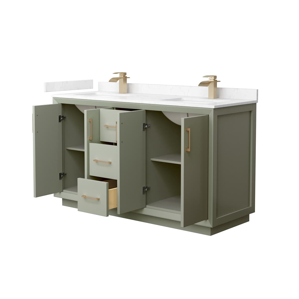 Strada 60" Free Standing Double Basin Vanity Set with Cabinet and Cultured Marble Vanity Top - image 14