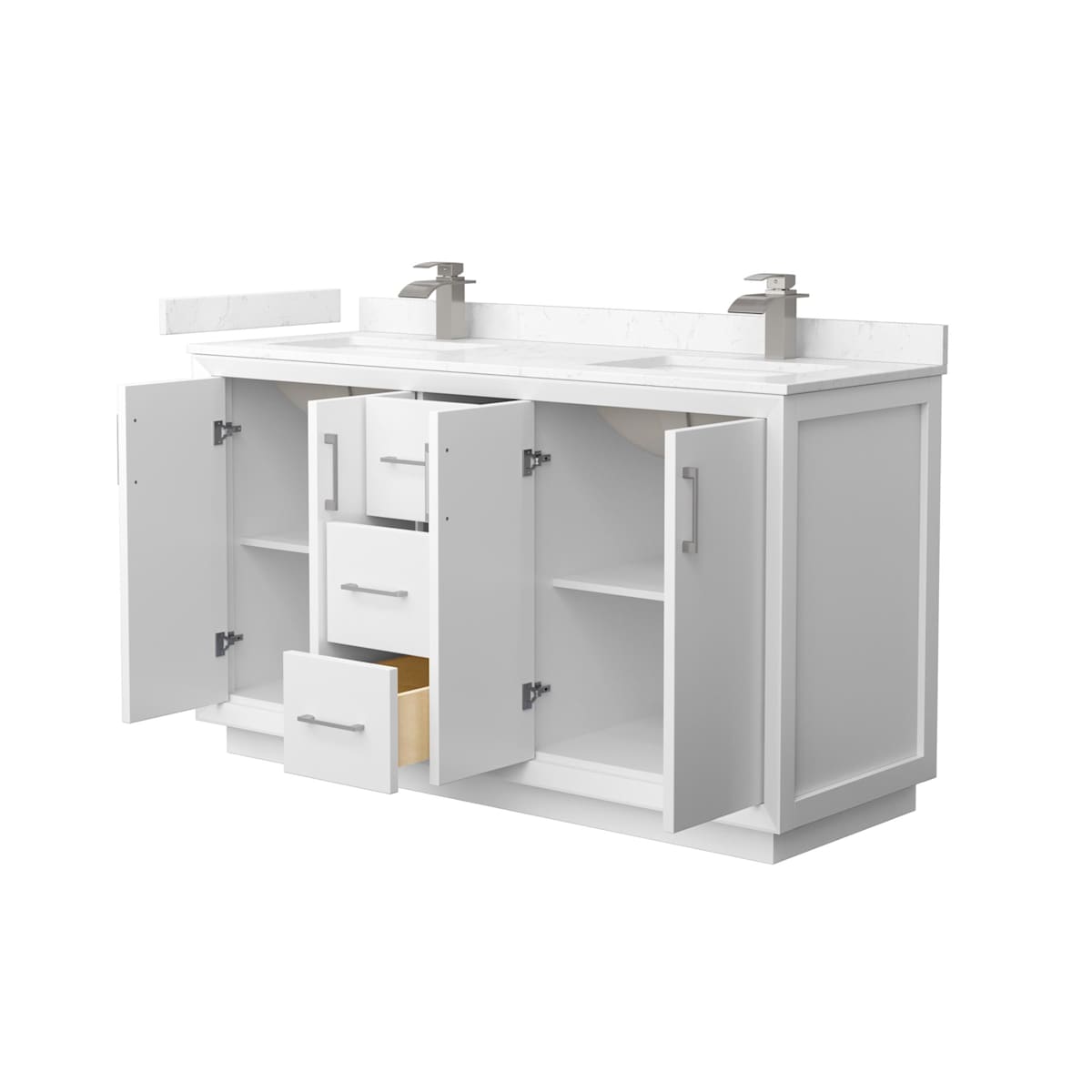 Strada 60" Free Standing Double Basin Vanity Set with Cabinet and Cultured Marble Vanity Top - image 17
