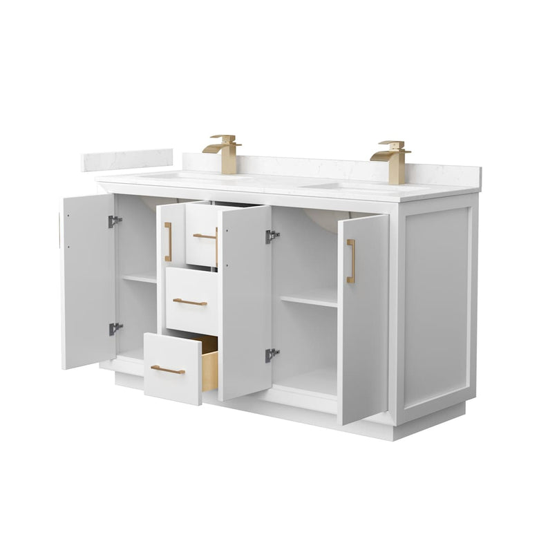 Strada 60" Free Standing Double Basin Vanity Set with Cabinet and Cultured Marble Vanity Top - image 19