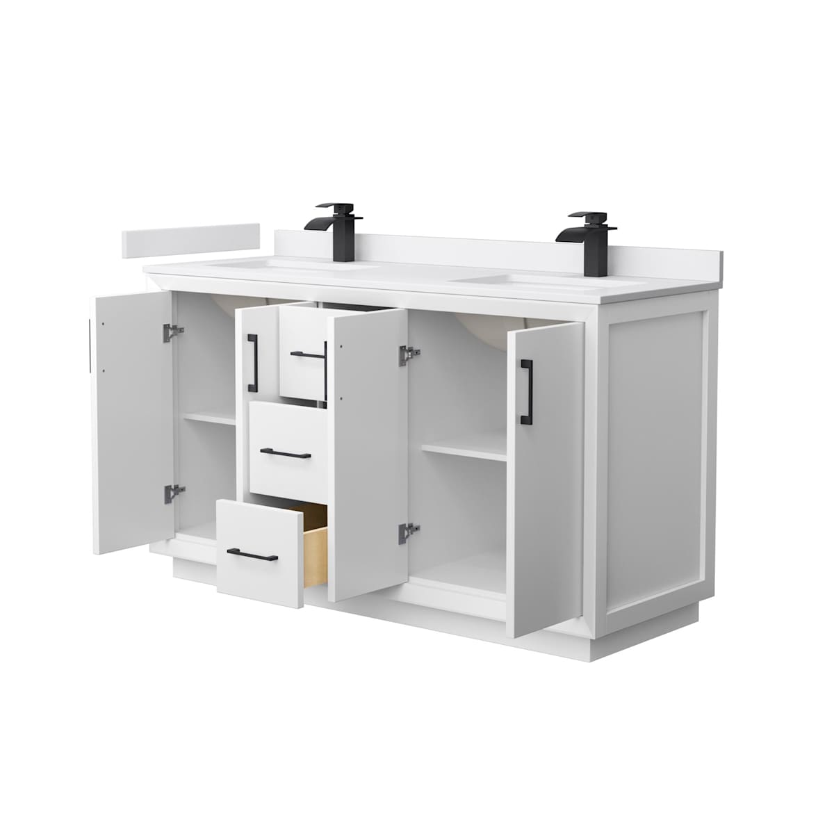 Strada 60" Free Standing Double Basin Vanity Set with Cabinet and Cultured Marble Vanity Top - image 20