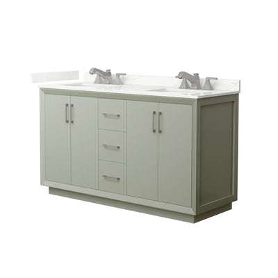 Strada 60" Free Standing Double Basin Vanity Set with Cabinet and Quartz Vanity Top - image 1