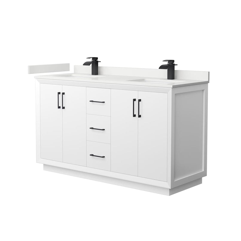Strada 60" Free Standing Double Basin Vanity Set with Cabinet and Quartz Vanity Top - image 1