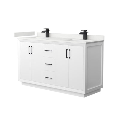 Strada 60" Free Standing Double Basin Vanity Set with Cabinet and Quartz Vanity Top - image 1