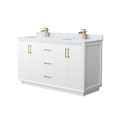 Strada 60" Free Standing Double Basin Vanity Set with Cabinet and Marble Vanity Top - image 1