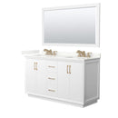 Strada 60" Free Standing Double Basin Vanity Set with Cabinet, Quartz Vanity Top, and Framed Mirror - image 1