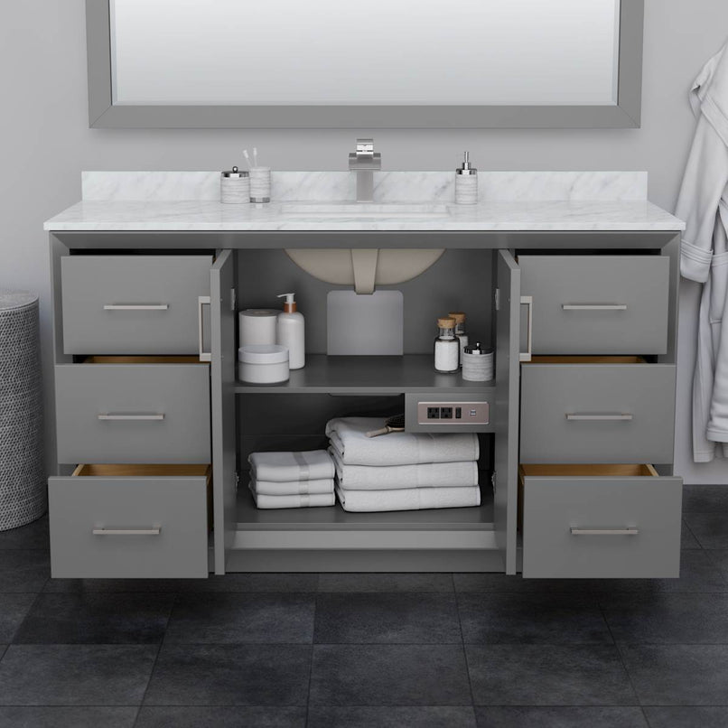 Strada 59" Single Free Standing Vanity Cabinet - Less Vanity Top - image 3