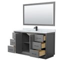 Strada 60" Free Standing Single Basin Vanity Set with Cabinet, Marble Vanity Top, and Framed Mirror - image 8