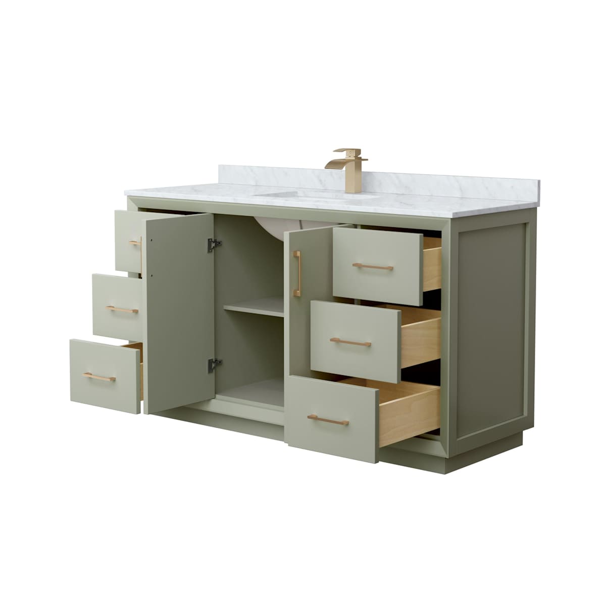 Strada 60" Free Standing Single Basin Vanity Set with Cabinet and Marble Vanity Top
