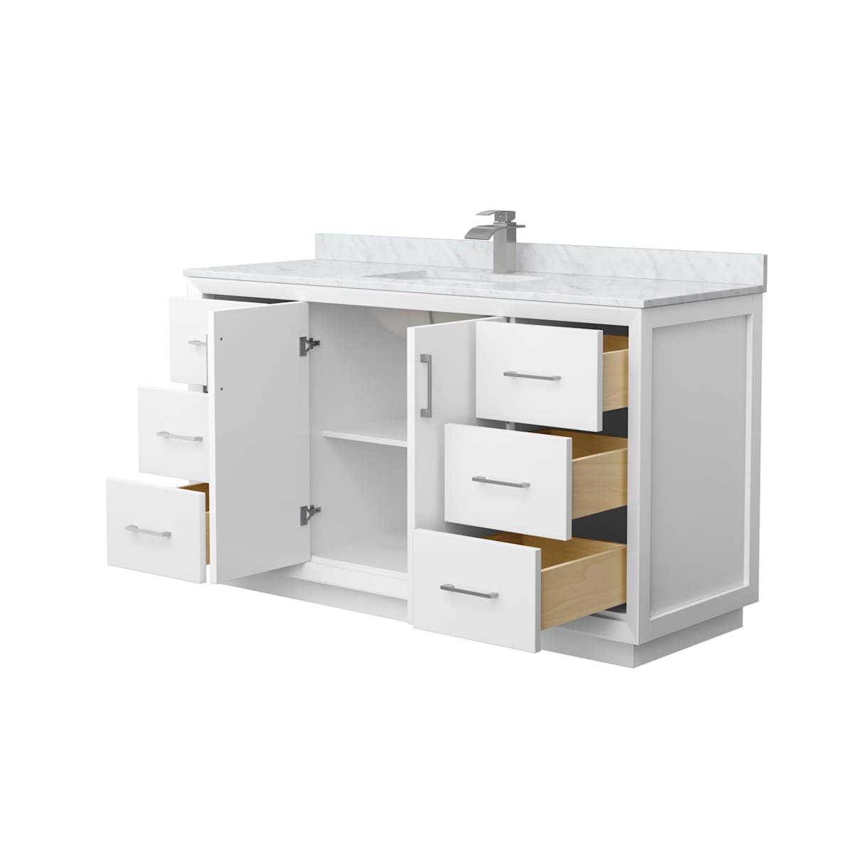 Strada 60" Free Standing Single Basin Vanity Set with Cabinet and Marble Vanity Top