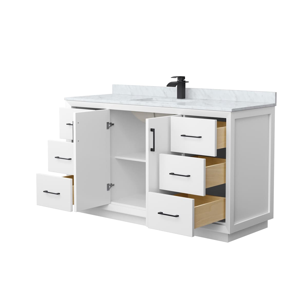 Strada 60" Free Standing Single Basin Vanity Set with Cabinet and Marble Vanity Top - image 13