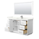 Strada 60" Free Standing Single Basin Vanity Set with Cabinet, Quartz Vanity Top, and Framed Mirror - image 2