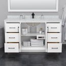 Strada 60" Free Standing Single Basin Vanity Set with Cabinet, Quartz Vanity Top, and Framed Mirror - image 3