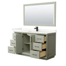 Strada 60" Free Standing Single Basin Vanity Set with Cabinet, Quartz Vanity Top, and Framed Mirror - image 19