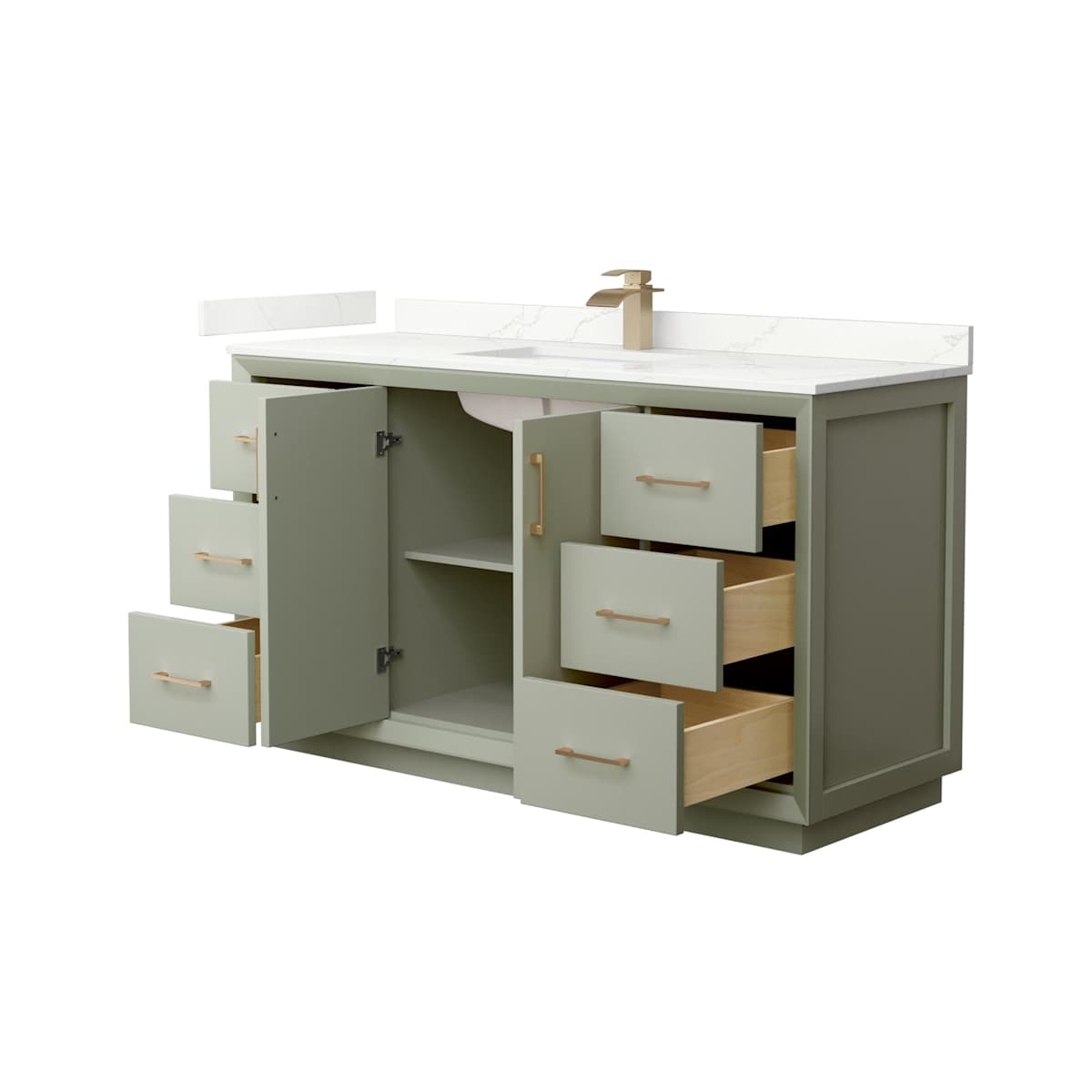 Strada 60" Free Standing Single Basin Vanity Set with Cabinet and Quartz Vanity Top - image 20