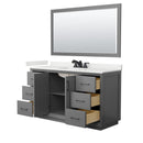 Strada 60" Free Standing Single Basin Vanity Set with Cabinet, Quartz Vanity Top, and Framed Mirror - image 14