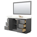 Strada 60" Free Standing Single Basin Vanity Set with Cabinet, Quartz Vanity Top, and Framed Mirror - image 15