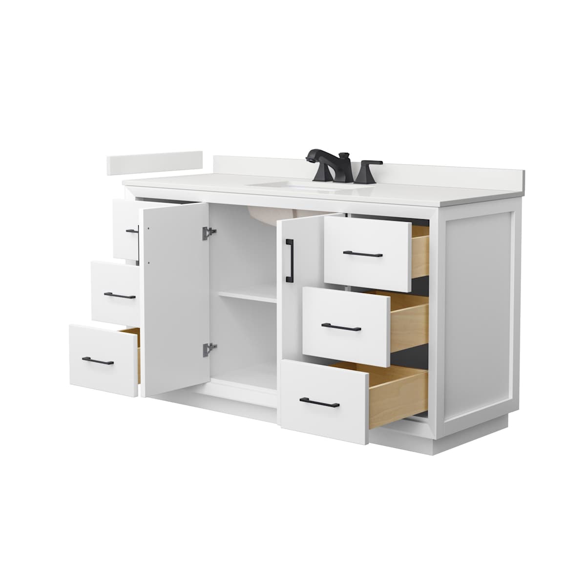 Strada 60" Free Standing Single Basin Vanity Set with Cabinet and Quartz Vanity Top - image 10