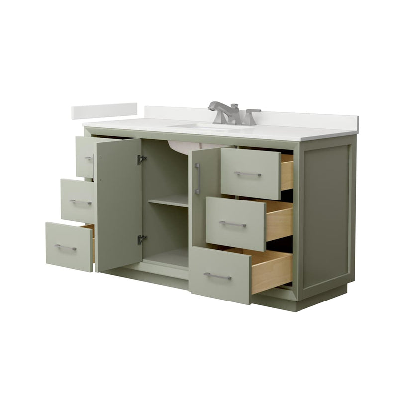 Strada 60" Free Standing Single Basin Vanity Set with Cabinet and Quartz Vanity Top - image 18