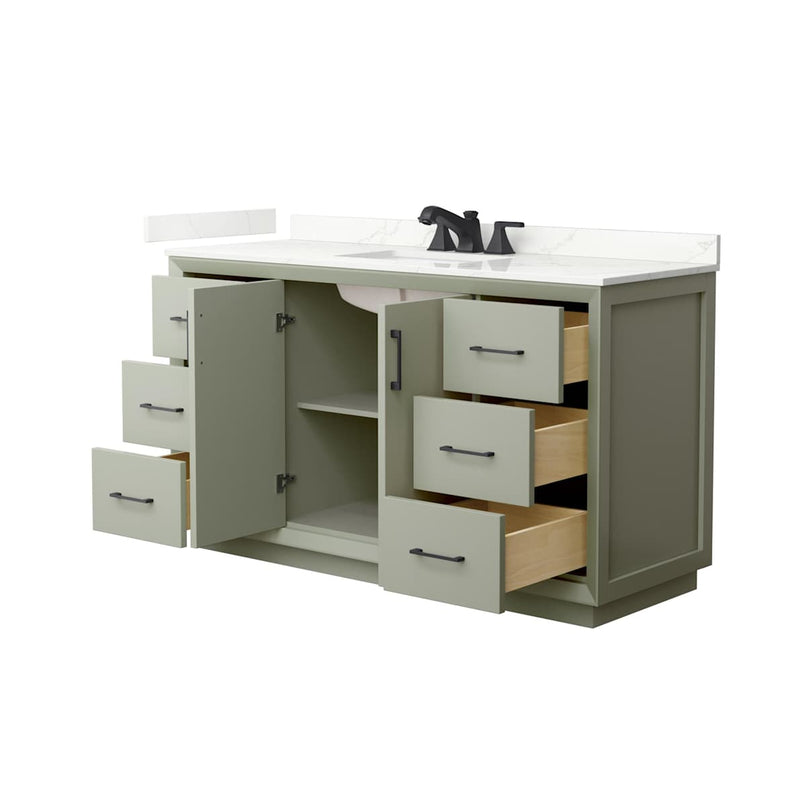 Strada 60" Free Standing Single Basin Vanity Set with Cabinet and Quartz Vanity Top - image 19