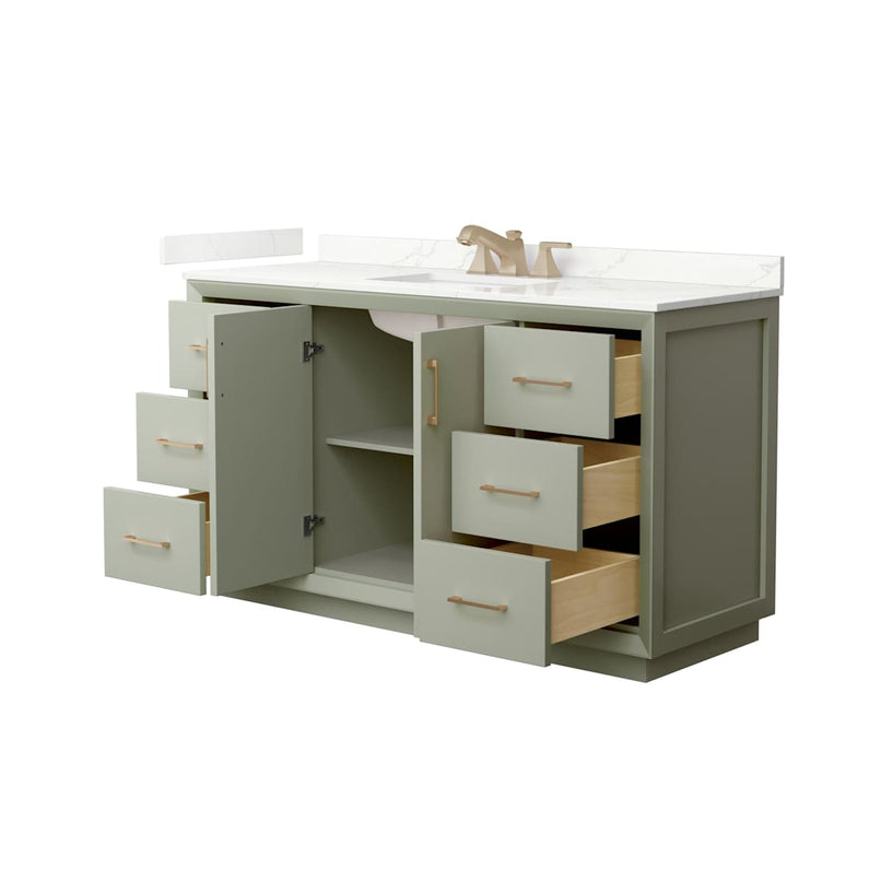 Strada 60" Free Standing Single Basin Vanity Set with Cabinet and Quartz Vanity Top - image 21