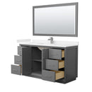 Strada 60" Free Standing Single Basin Vanity Set with Cabinet, Cultured Marble Vanity Top, and Framed Mirror - image 2