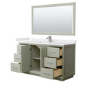 Strada 60" Free Standing Single Basin Vanity Set with Cabinet, Cultured Marble Vanity Top, and Framed Mirror - image 15