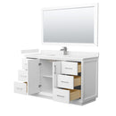 Strada 60" Free Standing Single Basin Vanity Set with Cabinet, Cultured Marble Vanity Top, and Framed Mirror - image 17