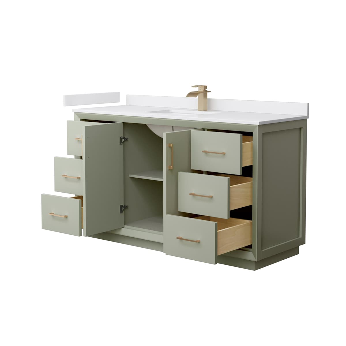 Strada 60" Free Standing Single Basin Vanity Set with Cabinet and Cultured Marble Vanity Top - image 16