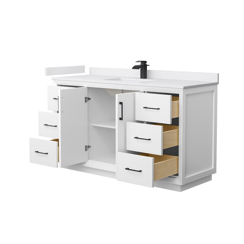 Strada 60" Free Standing Single Basin Vanity Set with Cabinet and Cultured Marble Vanity Top - image 20