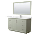 Strada 60" Free Standing Single Basin Vanity Set with Cabinet, Cultured Marble Vanity Top, and Framed Mirror - image 1