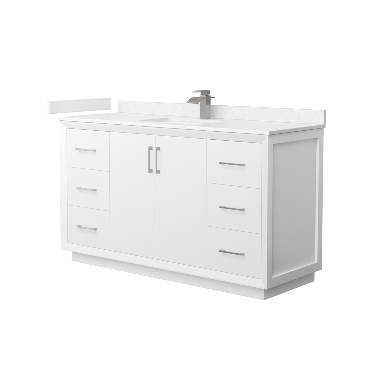 Strada 60" Free Standing Single Basin Vanity Set with Cabinet and Cultured Marble Vanity Top