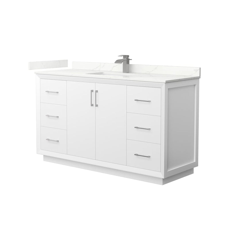 Strada 60" Free Standing Single Basin Vanity Set with Cabinet and Quartz Vanity Top - image 1