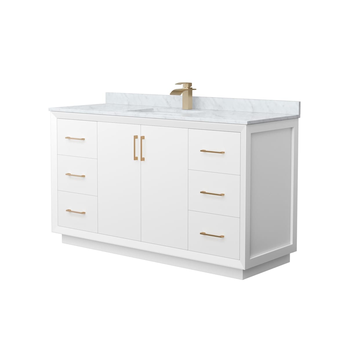 Strada 60" Free Standing Single Basin Vanity Set with Cabinet and Marble Vanity Top - image 1
