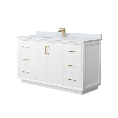Strada 60" Free Standing Single Basin Vanity Set with Cabinet and Marble Vanity Top - image 1