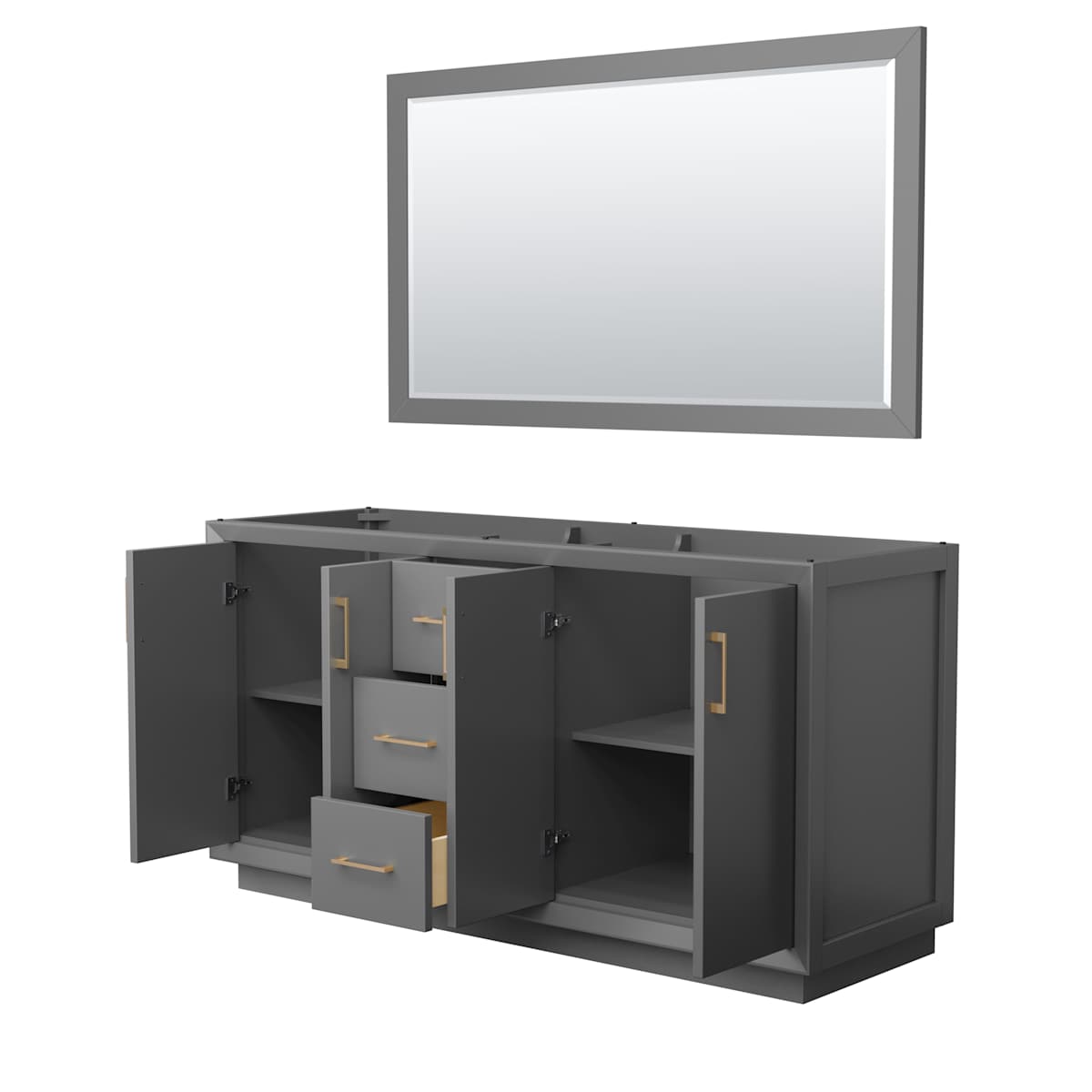 Strada 65" Double Free Standing Vanity Cabinet - Less Vanity Top - image 8