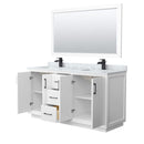 Strada 66" Free Standing Double Basin Vanity Set with Cabinet, Marble Vanity Top, and Framed Mirror - image 16