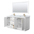 Strada 66" Free Standing Double Basin Vanity Set with Cabinet, Marble Vanity Top, and Framed Mirror - image 17