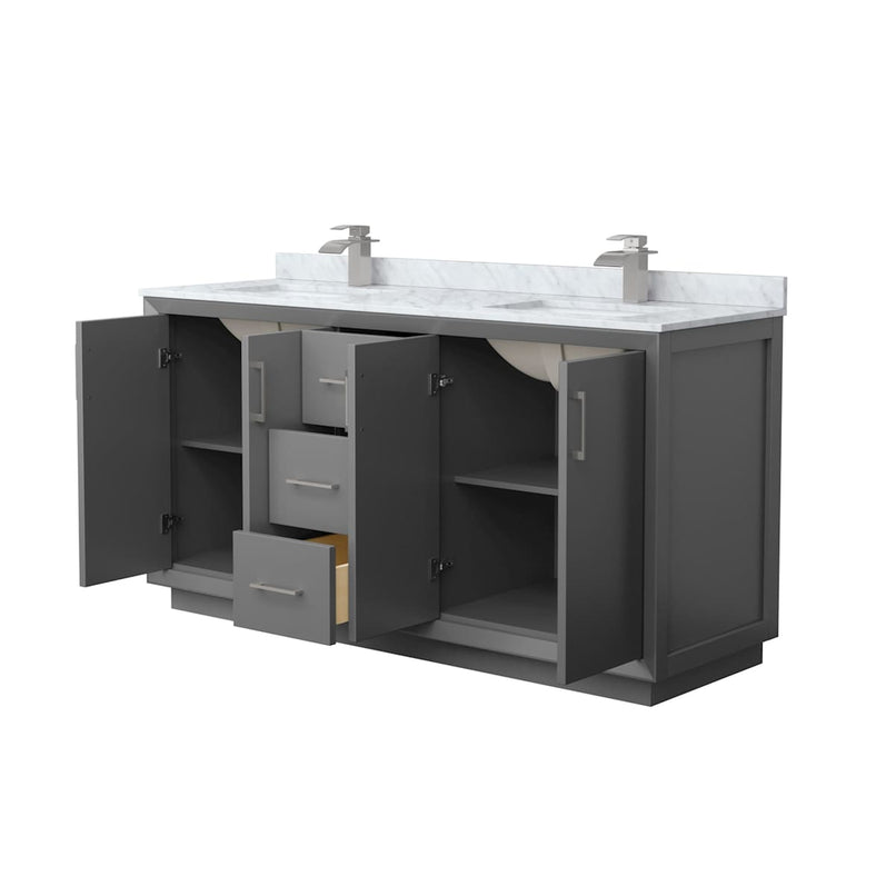 Strada 66" Free Standing Double Basin Vanity Set with Cabinet and Marble Vanity Top - image 2