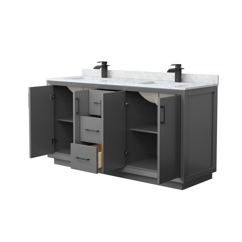 Strada 66" Free Standing Double Basin Vanity Set with Cabinet and Marble Vanity Top - image 7