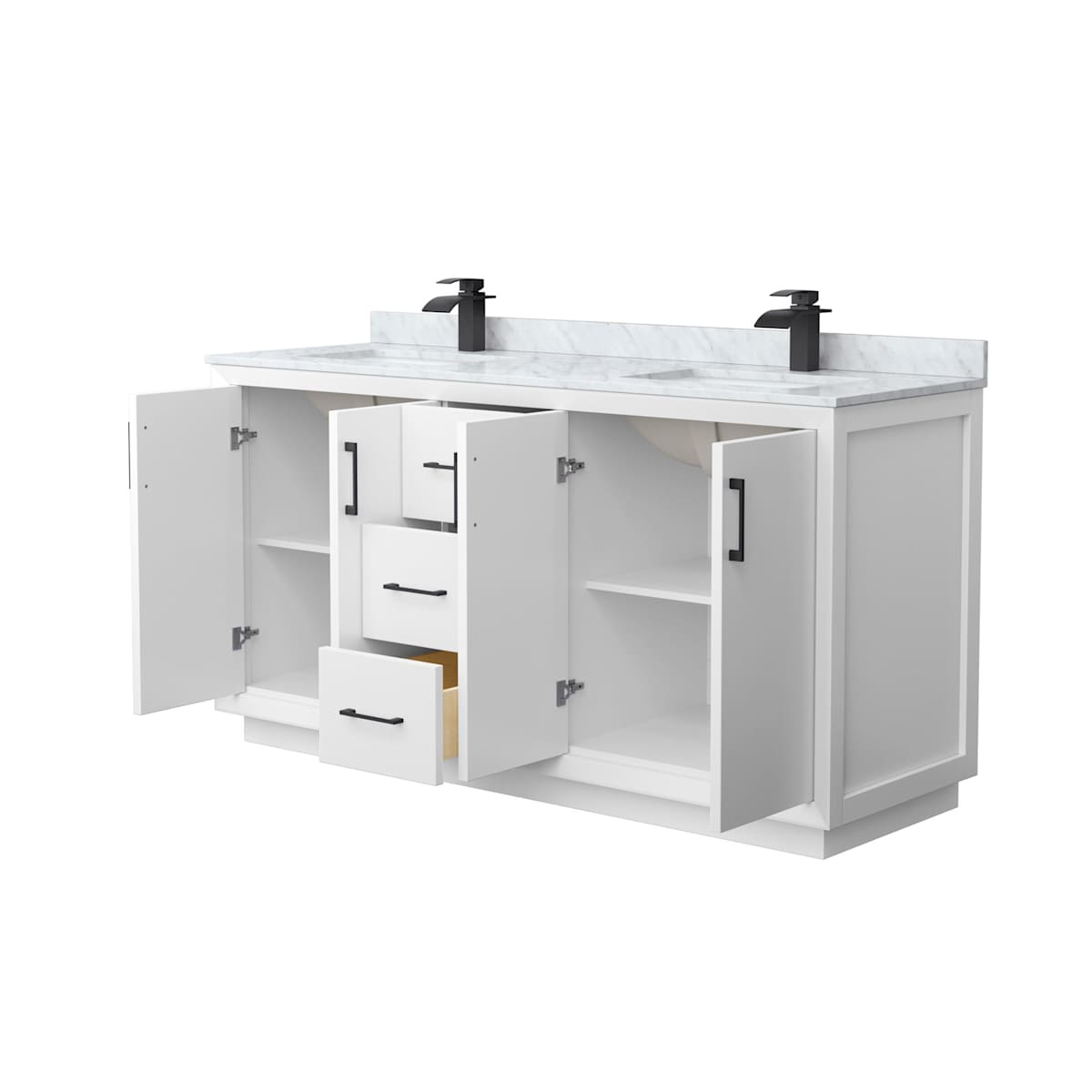 Strada 66" Free Standing Double Basin Vanity Set with Cabinet and Marble Vanity Top - image 13