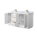 Strada 66" Free Standing Double Basin Vanity Set with Cabinet and Marble Vanity Top - image 14