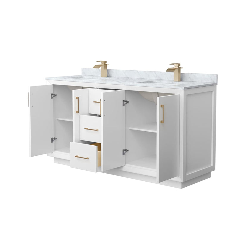 Strada 66" Free Standing Double Basin Vanity Set with Cabinet and Marble Vanity Top - image 14