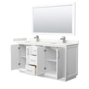 Strada 66" Free Standing Double Basin Vanity Set with Cabinet, Quartz Vanity Top, and Framed Mirror - image 2