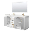 Strada 66" Free Standing Double Basin Vanity Set with Cabinet, Quartz Vanity Top, and Framed Mirror - image 11