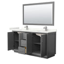 Strada 66" Free Standing Double Basin Vanity Set with Cabinet, Quartz Vanity Top, and Framed Mirror - image 12