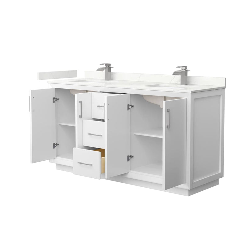 Strada 66" Free Standing Double Basin Vanity Set with Cabinet and Quartz Vanity Top - image 2