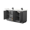 Strada 66" Free Standing Double Basin Vanity Set with Cabinet and Quartz Vanity Top - image 15
