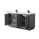 Strada 66" Free Standing Double Basin Vanity Set with Cabinet and Quartz Vanity Top - image 16