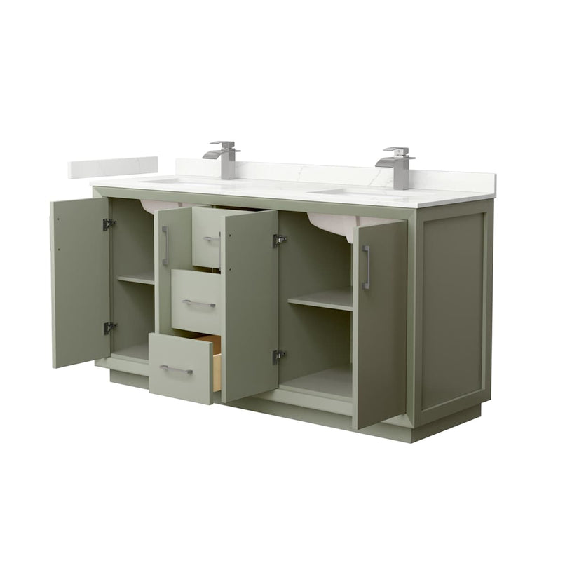 Strada 66" Free Standing Double Basin Vanity Set with Cabinet and Quartz Vanity Top - image 19